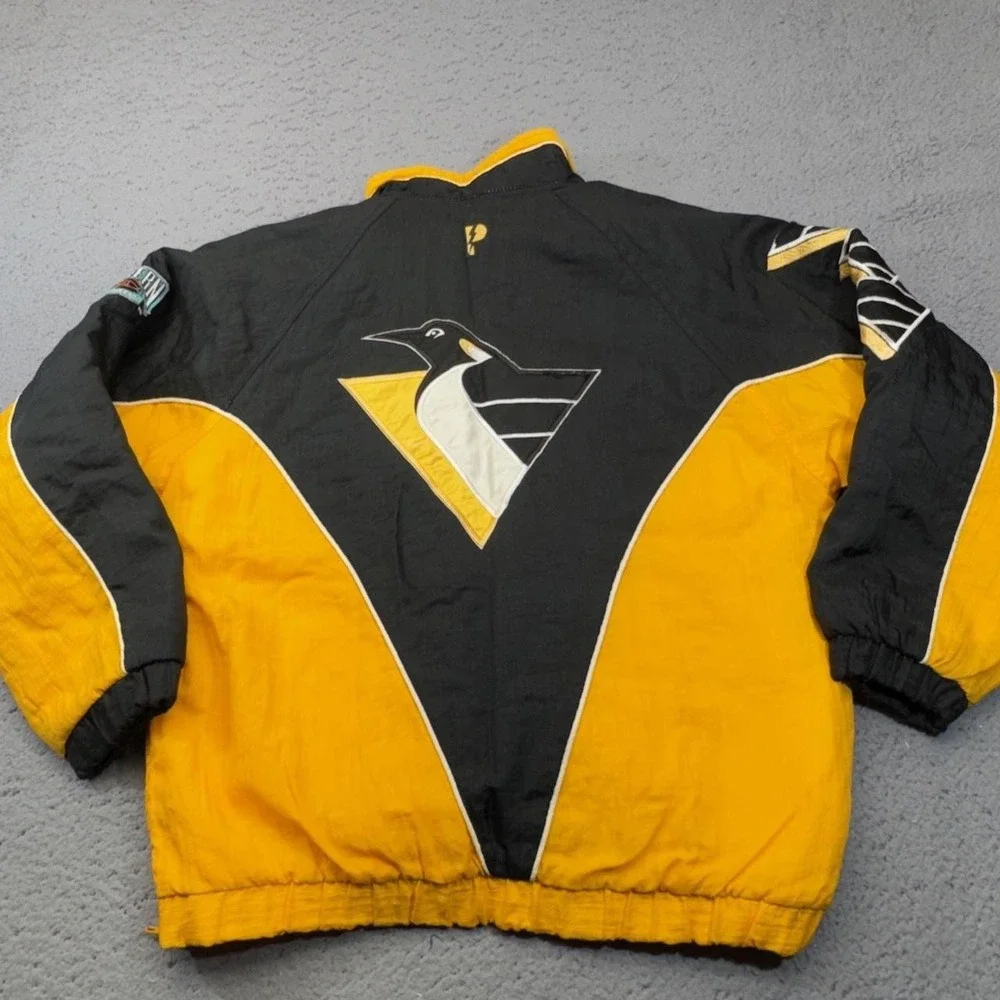 Vintage Pittsburgh Penguins Pullover Jacket Boys Large Black NHL Pro Player 90s